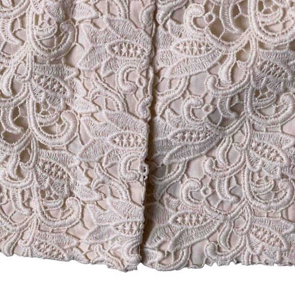 Talbots NWT Crochet Lace Embroidered Pencil Skirt Cream 16W Stretch Cottagecore - Picture 9 of 11